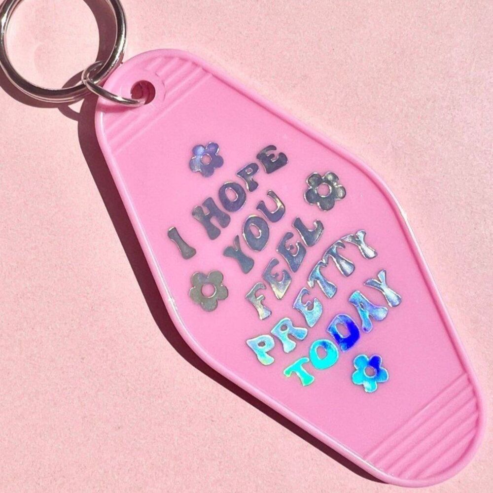 Positive Affirmations Keychain in Pink Reflective 3M